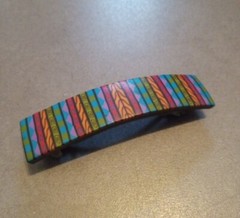 Vintage French Moroccan Hair Barrette Tribal Geometric Print Made in France
