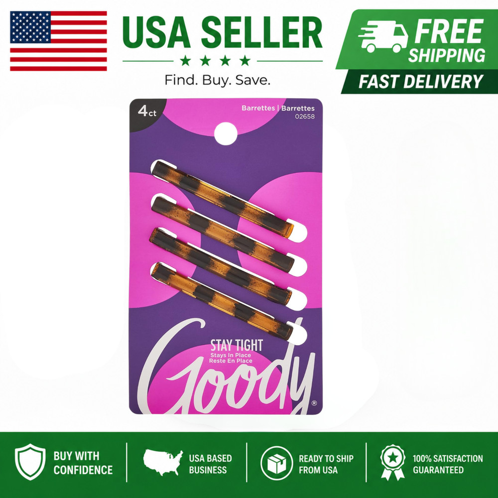Stay Tight Hair Barrettes 4 Pack Slideproof Flat Clips for All Hair Types