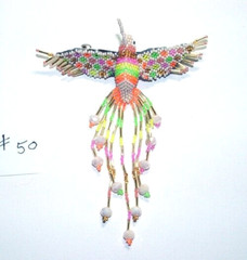Fancy Fringe Beaded Hummingbird Barrette 4″ w/ French Clip closure #50
