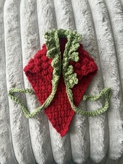 Crochet Floral Bandana Set with Triangle Headband and Strawberry Hair Scarf