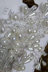 2 Pearl & Crystal Bridal Comb White Flower Special Occasion Hair Comb