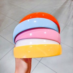 Girls Patent Leather Headband Shiny PU Leather Hairbands Women Candy Hair Hoop