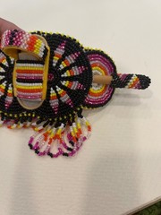 Handmade Native American glass Bead Hair Barrette Tassel w stick multicolor VGC