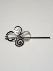 Silver Metal Swirl HEART Hair Stick Women’s Geometric Hair Accessory