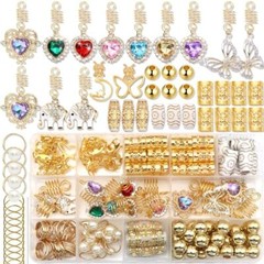 140Pcs Gold Hair Jewelry for Braids Rhinestone Dreadlocks Accessories