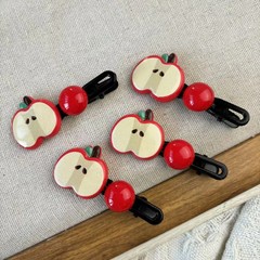 4PCS Apple & Star Hair Clips Set, Cute Red Fruit-themed Hairpins, Adorable Hair