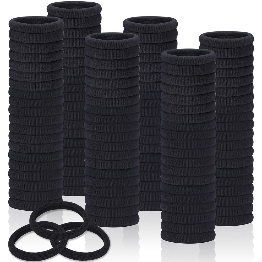 150PCS Seamless Black Hair Ties for Thick & Thin Hair, Ponytail Holders Women