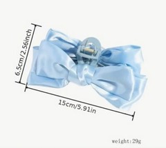 Light Blue Satin Stylish Bow Ribbon Hair Claw Clip All Hair Types Non Slip