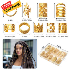 CPOXITI 220Pcs Hair Jewelry for Dreadlock, Metal Charms Women, gold