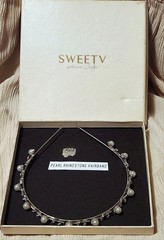 New SWEETIV Headband Silvertone Rhinestone Faux Pearls Metal Hair Accessory