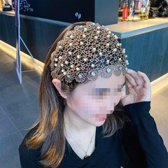 Pejlnd Lace Headbands for Women – 1Pcs 1 Count (Pack of 1), Pearl Hollow
