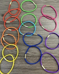 Lot of 67 Vintage Ponytail Hair Elastics Fabric Covered Metal Crimp Assorted