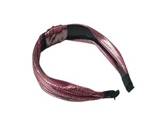Red Metallic Dots Fabric Fashion Headband w/ Top Knot