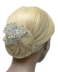 Set of 4 JCGY Hair Claws Metal Jaw Clips Silver Trim Bridal NF86480-1-2