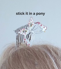 🦋VTG KANZASHI TREMBLING BUTTERFLY FRINGE METAL HAIR FORK/ STICK PIN/ ORNAMENT