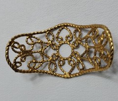 Vintage Brass Bun Maker Holder W/Stick Hair Do Accessory Rare One Heart Design