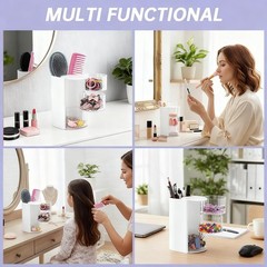 WeiLingBo 3-Layer Hair Accessories Organizer with Brush White