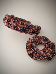 Patriotic Red, White & Blue Scrunchie Headband Set – Women Accessories