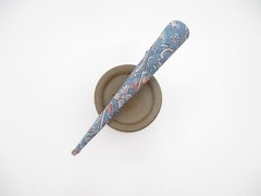 Silk Kimono Long Hair Clip 130mm (5 1/8 inch) Ship from USA, Floral Gray