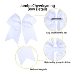 7 Inch Jumbo Solid Color Bows Alligator Hair Clips Girls Women White