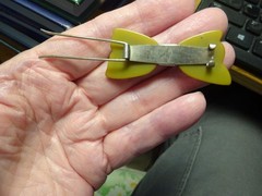 ANTIQUE “Bakelite Carved Barrette Hair Clip” STYLISH THRU THE AGES Office Glamor