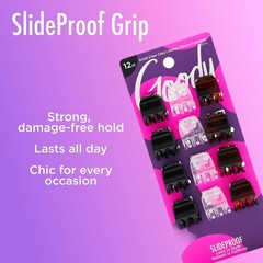 Goody Small Basic Half-Claw Hair Clips, 12-Count – 3-Prong Claw Clips for All Ha