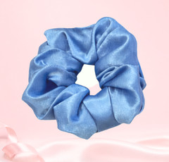 Satin Scrunchies Hair Ties Set of 4 Pink Blue Cream Blush Handmade USA