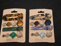 NEW Crystal Rhinestone Fabric Metal Hair Clips Barrettes 2 Sets 4 Total 8 3″