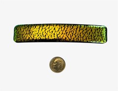 Dichroic Fused Glass Hair Barrette Handmade by Janet Wolery – 4”- YELLOW HIDE
