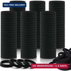 IKOCO 150PCS Black Hair Ties for Women No Damage, Cotton Seamless Ponytail Holde