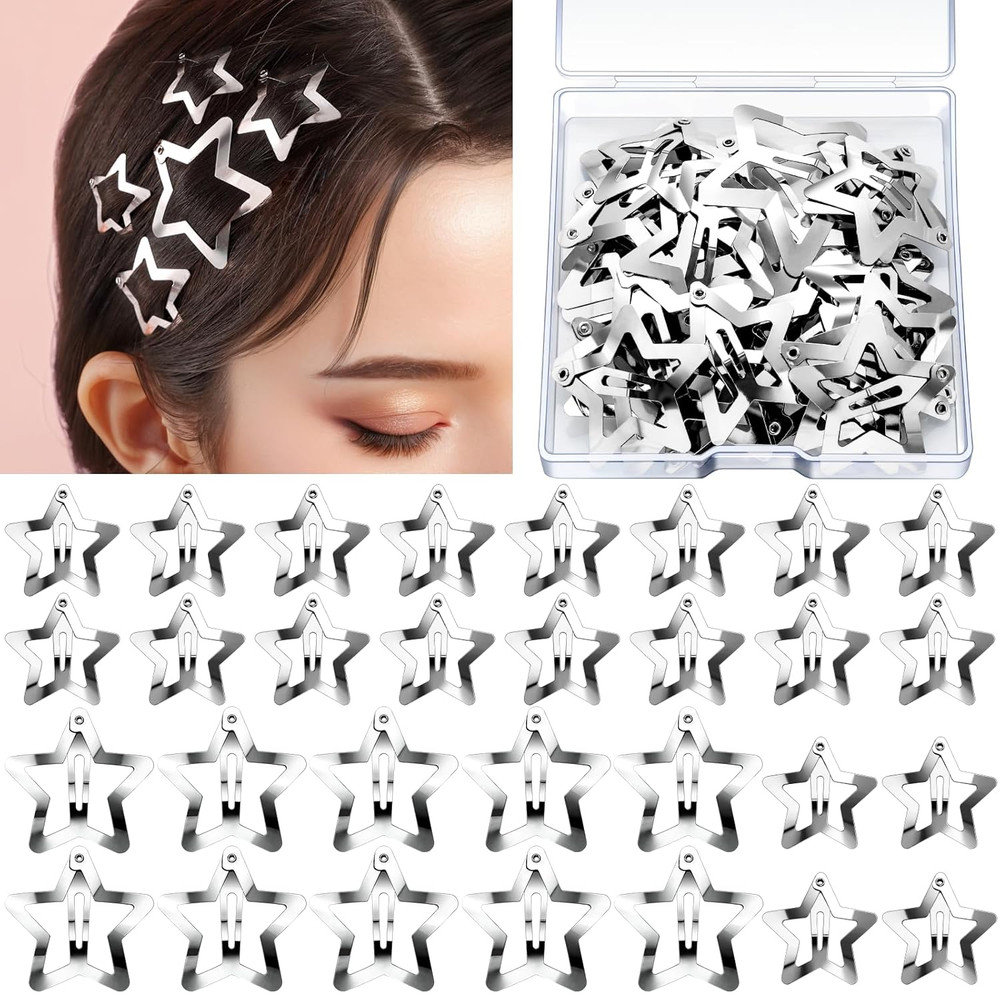 Star Hair Clips and Barrettes Set – 20 Pcs 1.22″ Y2K Hair Accessories, 10 Pcs 1.