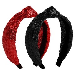Top Knot Headbands for Women Girls Halloween Sparkly Sequin Knotted Head Band…