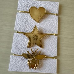 Christian Dior Hair Elastic Accessories 3 Set Gold Heart Star Bee Japan