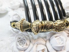 Roman Goddess Aztec Large French Hair comb Light Hand beaded light weight
