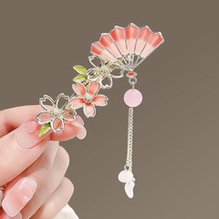 Flower Tassel Hair Clip Chinese Style Fan Bang Clip Hanfu Hair Accessory