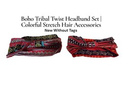 NWOT Boho Tribal Twist Headband Set | Colorful Stretch Hair Accessories