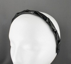 Black braided headband faux patent leather band grip teeth braid 5/8″ wide