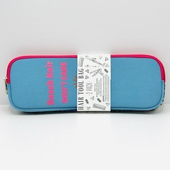 2 Pack Hair Tool Bag Fun Colorful Tropical Blue Beach Zip Closure Travel