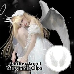 Feather Angel Wing Hair Clips Hairpin Halloween Cosplay Embroidery Edge Clip 1x