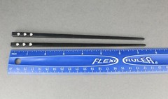 Black plastic hair chop sticks crystals accessory picks pins 7.5″ long set of 2