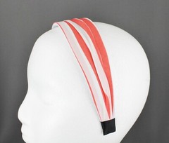 Coral White fabric headband 1 5/8″ wide hair band accessory scrunched fabric