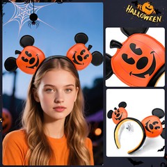 Disney` Parks Pumpkin Headband Jack O’ Lantern Minnie Ears Mickey Mouse NWT Cute