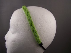 Green braided shimmer nylon headband stretch elastic braid 5/8″ wide hair band
