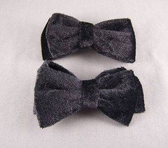 set pack of 2 Black velvet velour BOW 3 5/8″ wide barrette hair clip gator claw