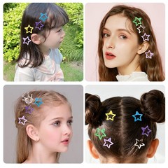55pcs Star Hair Clips for Girls Colorful Metal Snap Hair Barrettes for Women