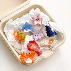 Acetate Ocean Animal Hair Clips Women Non Slip Summer Beach Crab Starfish Whale