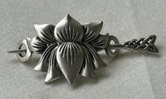 Silver Tone Lotus Flower Celtic Knot Hair Clip Barrette Stick Pin Women’s