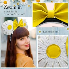 New Disney- Yellow White Daisy Flower Headband Sunflower Minnie Mouse Ears Park