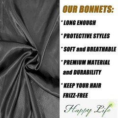 Extra Large Satin Bonnet for Sleeping Wide Elastic Band Hair Wrap Cap for