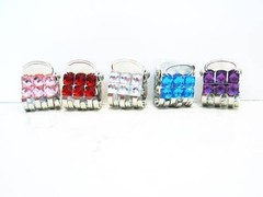 Tiny mini silver metal hair claw clip with rhinestones your color choice (set